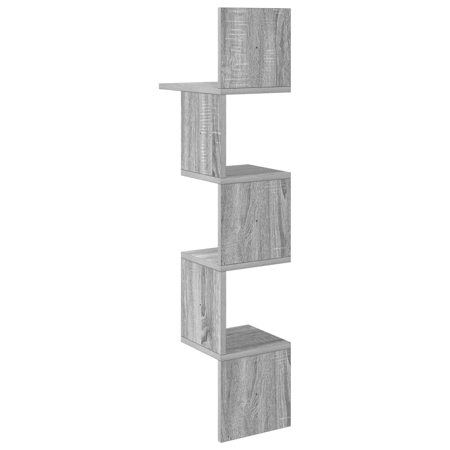 Wandplank Muurmontage Grijs 32 x 21 x 107 cm Bewerkt hout
