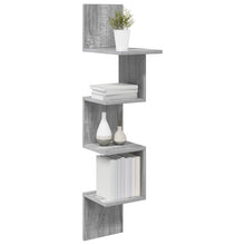 Wandplank Muurmontage Grijs 32 x 21 x 107 cm Bewerkt hout