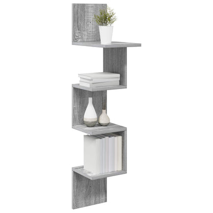 Wandplank Muurmontage Grijs 32 x 21 x 107 cm Bewerkt hout