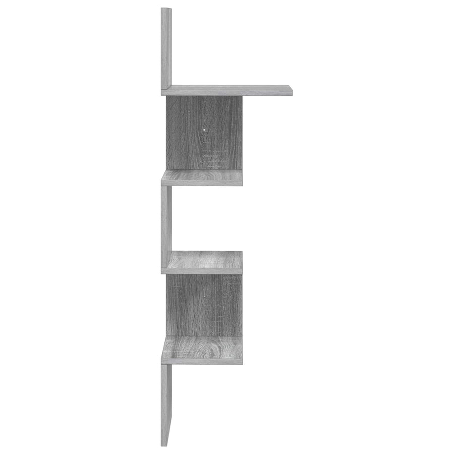 Wandplank Muurmontage Grijs 32 x 21 x 107 cm Bewerkt hout