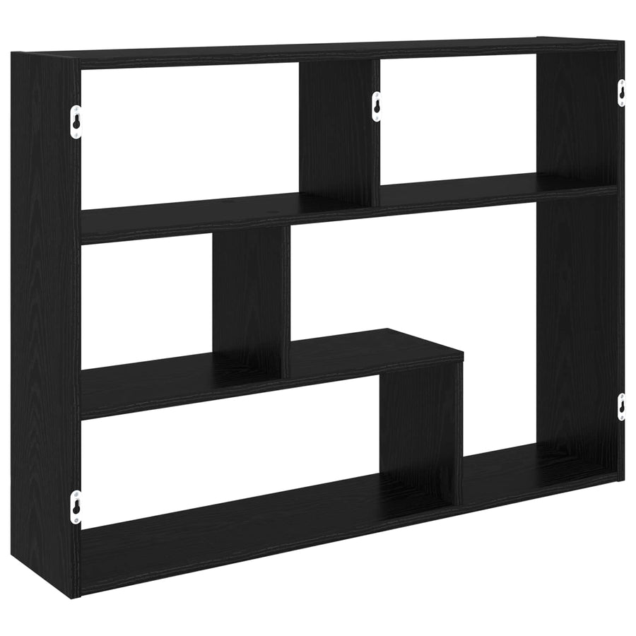 Wandplank Muurmontage Zwart 95 x 20 x 69,5 cm Bewerkt hout