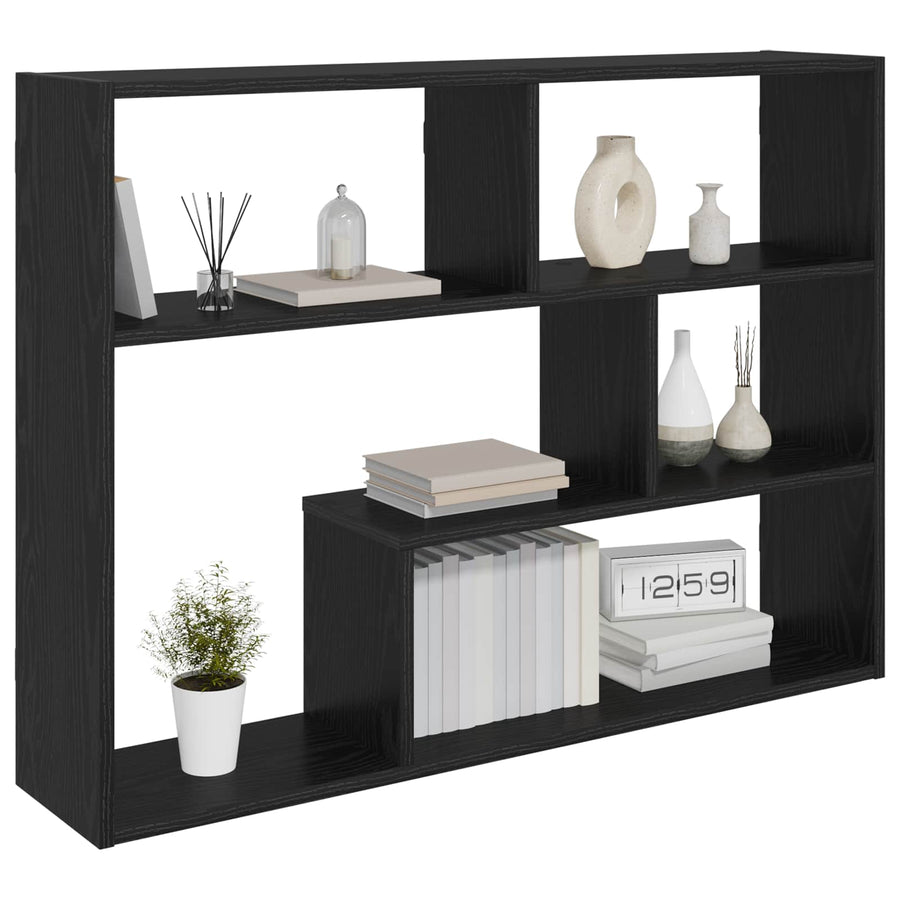 Wandplank Muurmontage Zwart 95 x 20 x 69,5 cm Bewerkt hout