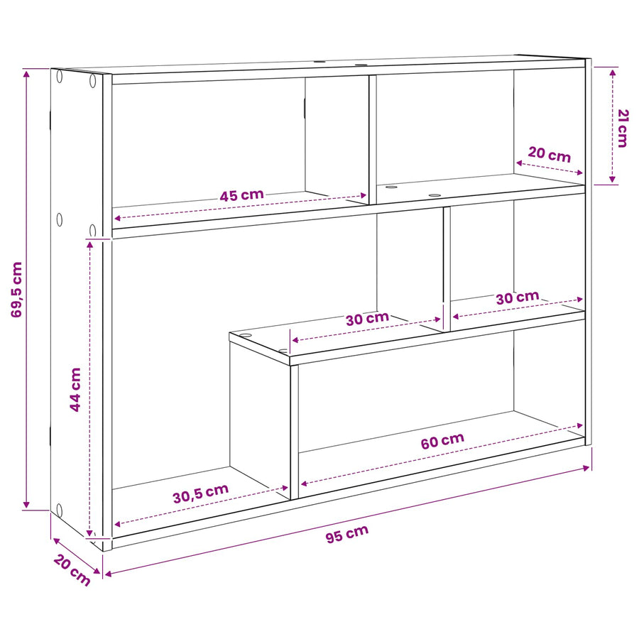 Wandplank Muurmontage Bruin 95 x 20 x 69,5 cm Bewerkt hout