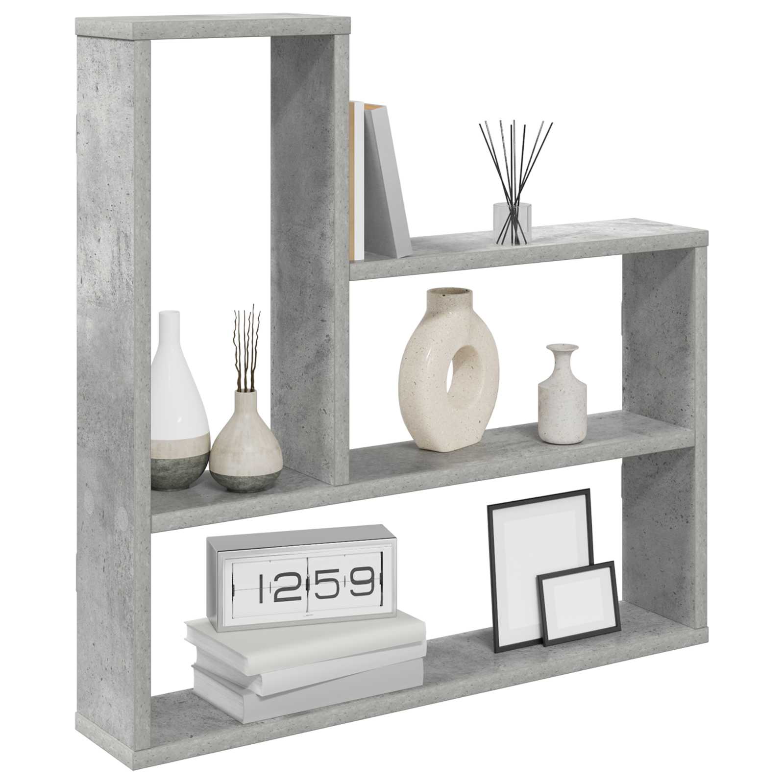 Wandplank Betongrijs 60 x 11 x 60 cm Bewerkt hout