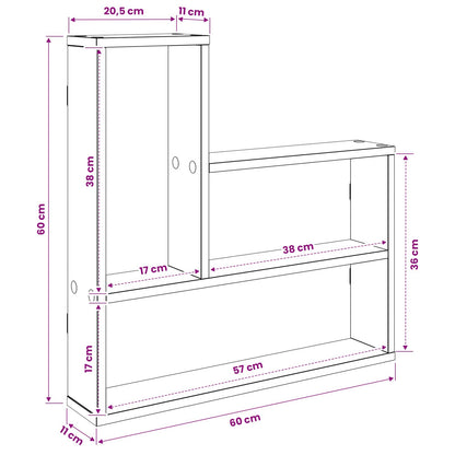 Wandplank Artisanaal eiken 60 x 11 x 60 cm Bewerkt hout