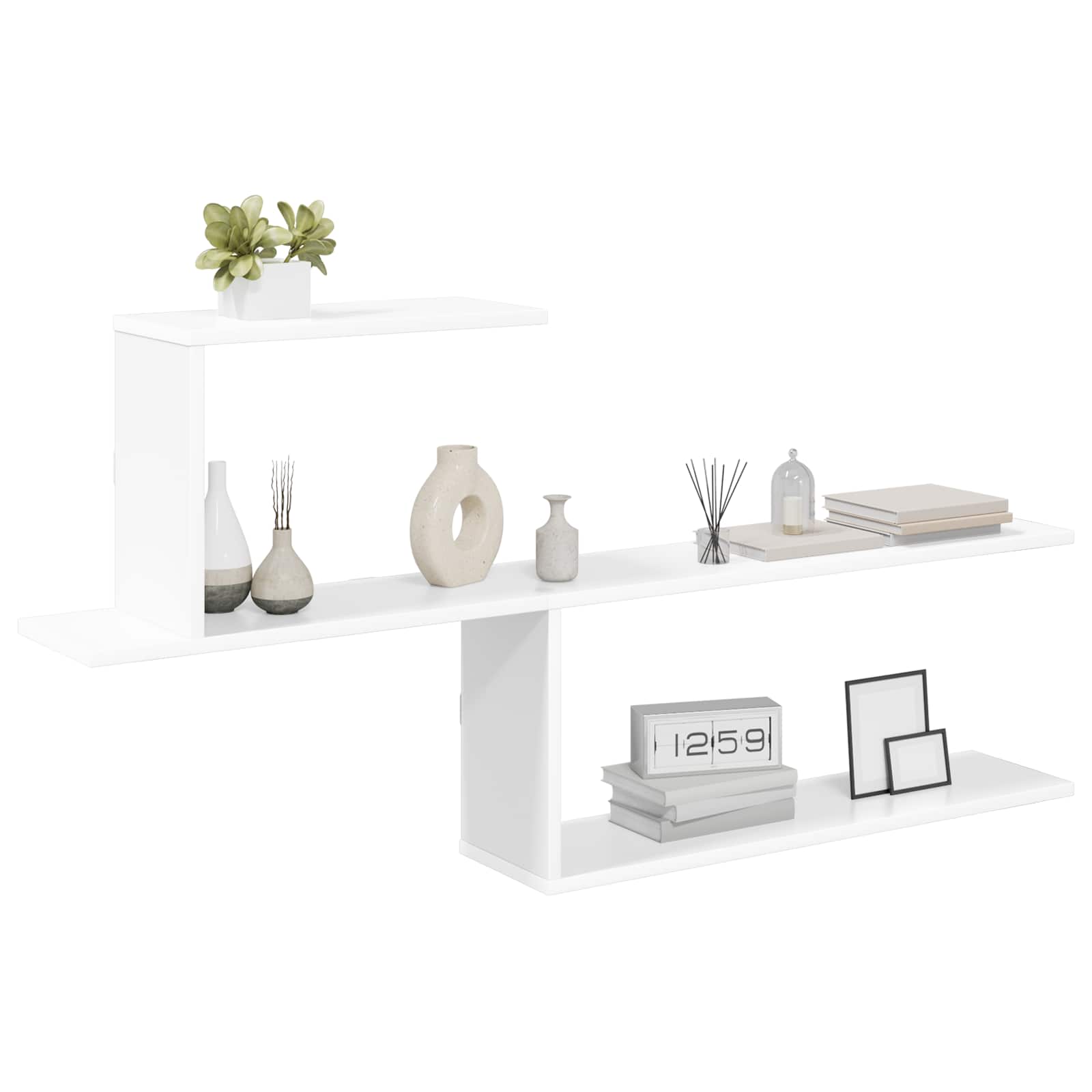 Wandplank Wit 122 x 18 x 60 cm Bewerkt hout