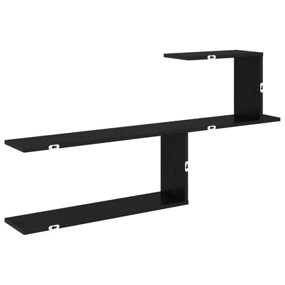 Wandplank Zwart eiken 122 x 18 x 60 cm Bewerkt hout