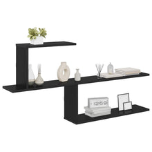 Wandplank Zwart eiken 122 x 18 x 60 cm Bewerkt hout