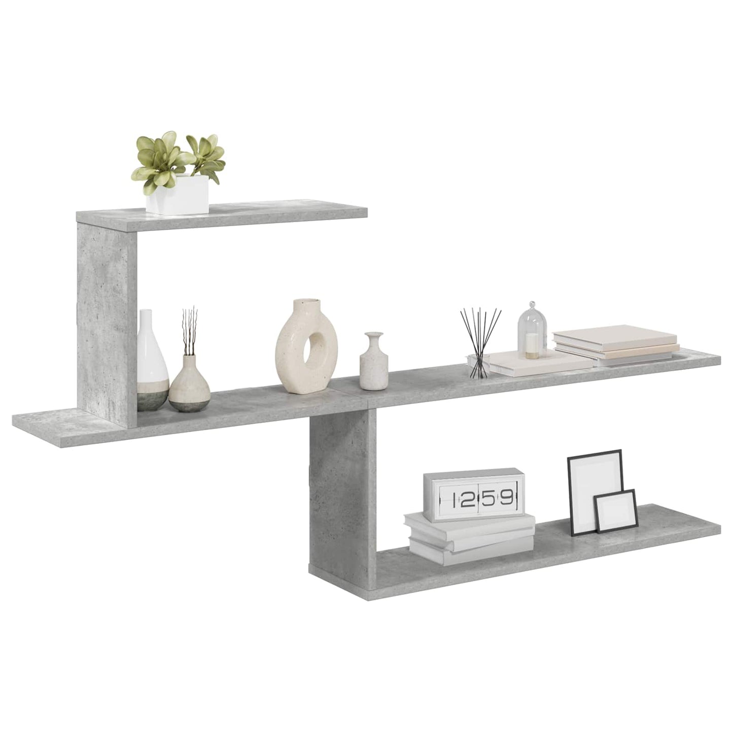 Wandplank Betongrijs 122 x 18 x 60 cm Bewerkt hout
