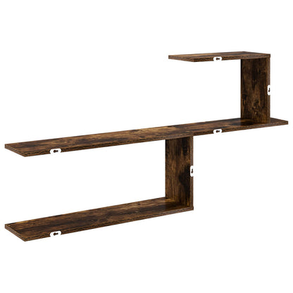 Wandplank Gerookt eiken 122 x 18 x 60 cm Bewerkt hout