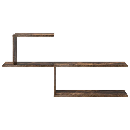 Wandplank Gerookt eiken 122 x 18 x 60 cm Bewerkt hout