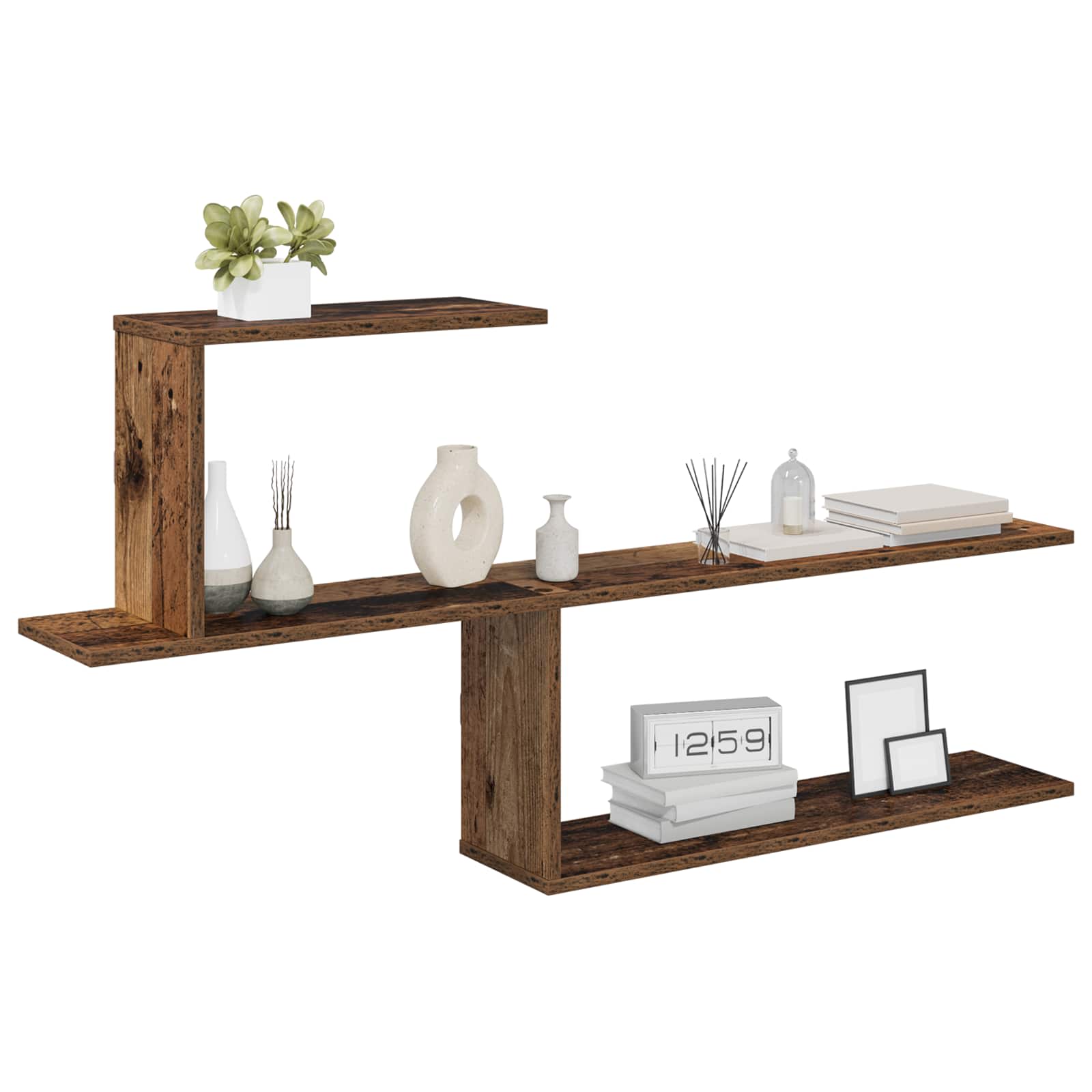 Wandplank Oud hout 122 x 18 x 60 cm Bewerkt hout