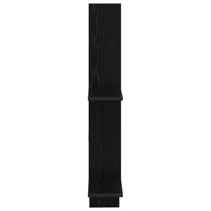 Wandplank Zwart eiken 61 x 15 x 102 cm Bewerkt hout