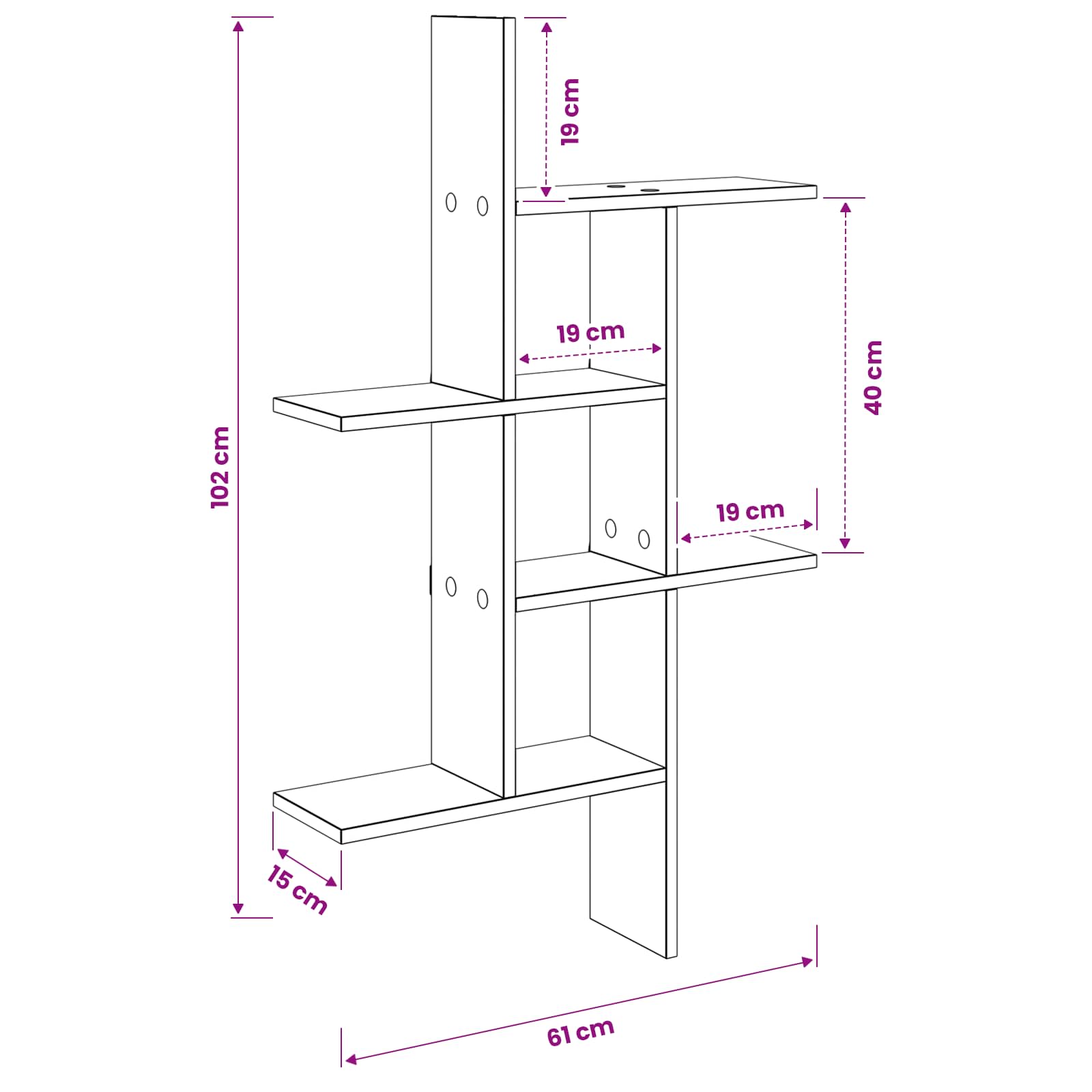 Wandplank Sonoma Eiken 61 x 15 x 102 cm Bewerkt hout