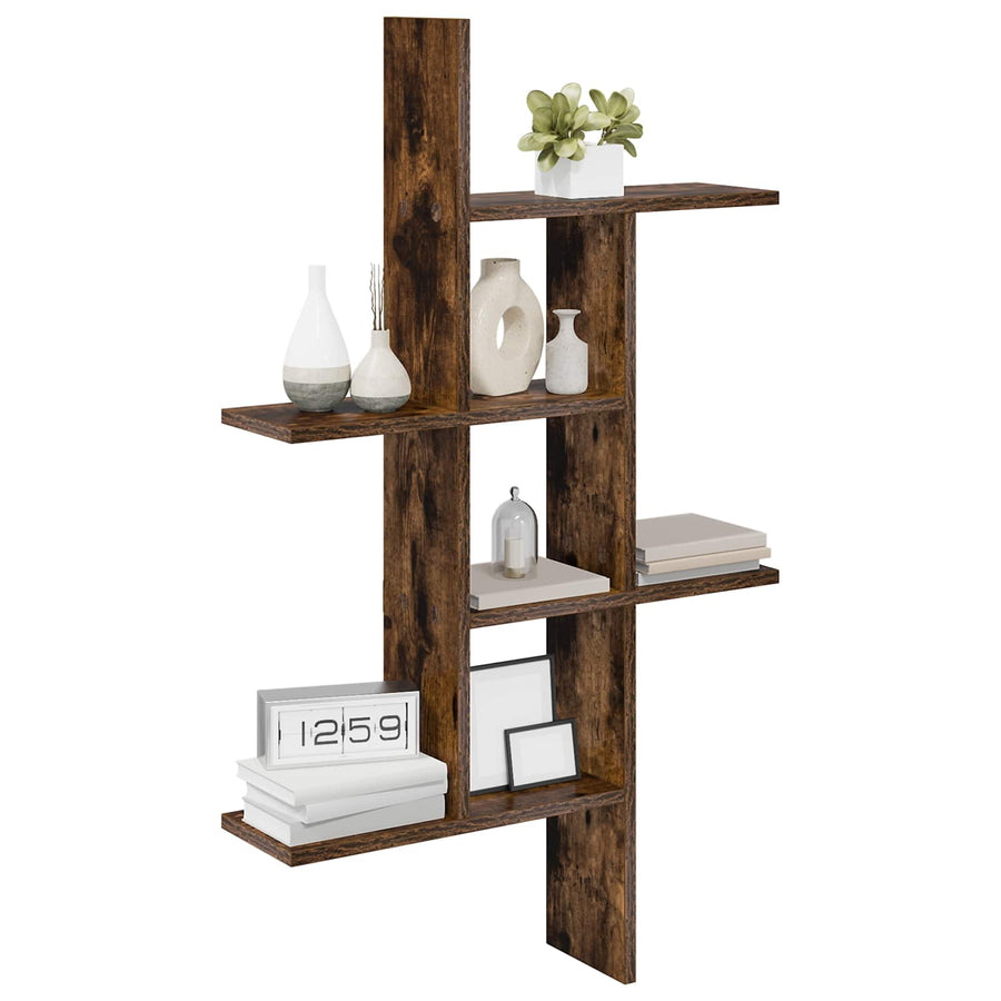 Wandplank Gerookt eiken 61 x 15 x 102 cm Bewerkt hout