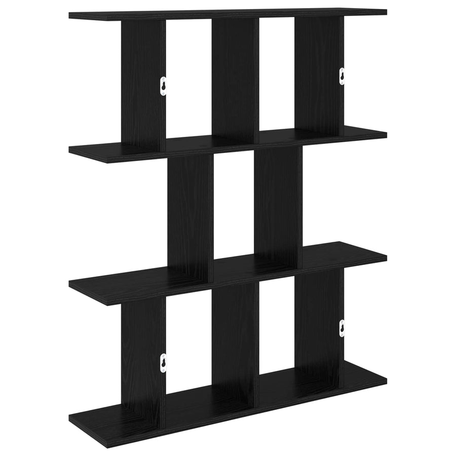 Wandplank Zwart eiken 80 x 20 x 96 cm Bewerkt hout