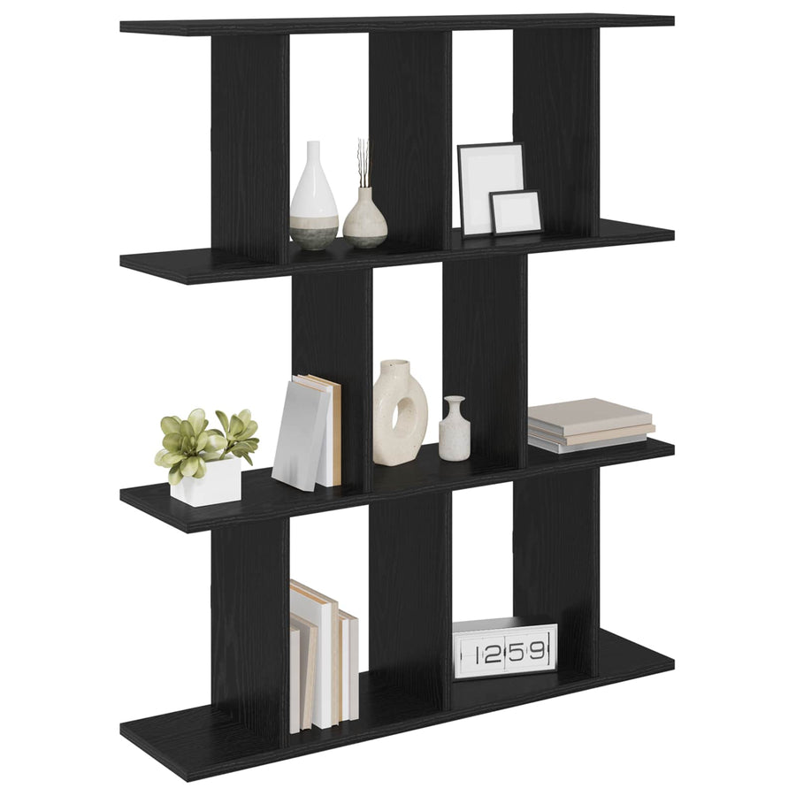 Wandplank Zwart eiken 80 x 20 x 96 cm Bewerkt hout