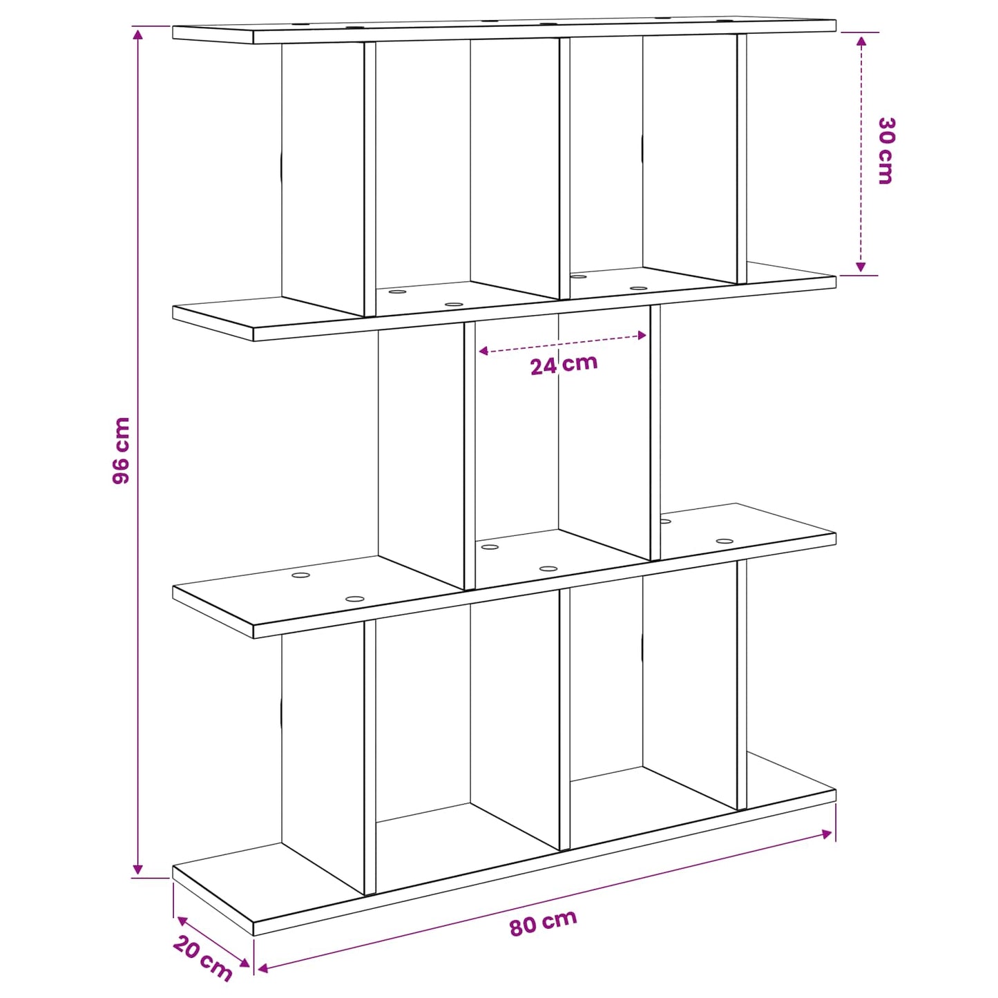 Wandplank Gerookt eiken 80 x 20 x 96 cm Bewerkt hout