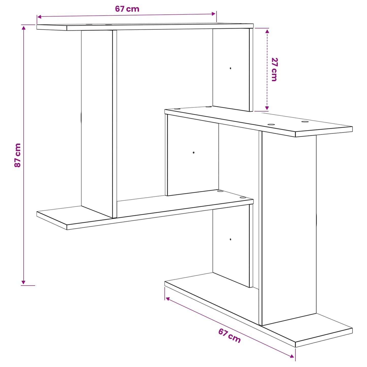 Wandplank Oud hout 67 x 67 x 87 cm Bewerkt hout