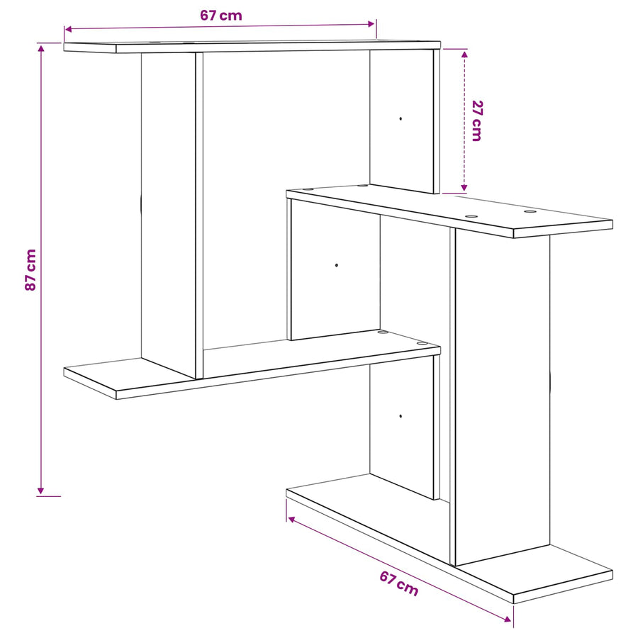 Wandplank Oud hout 67 x 67 x 87 cm Bewerkt hout