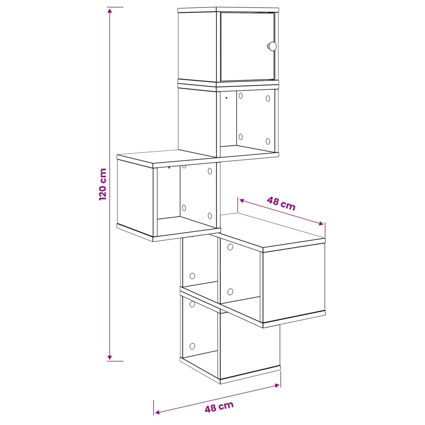 Wandhoekplank Wit 48 x 48 x 120 cm Bewerkt hout