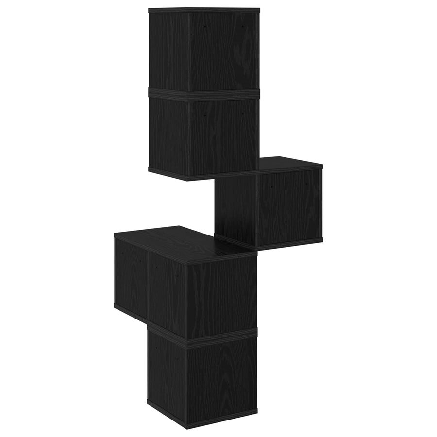 Wandhoekplank Zwart eiken 48 x 48 x 120 cm Bewerkt hout