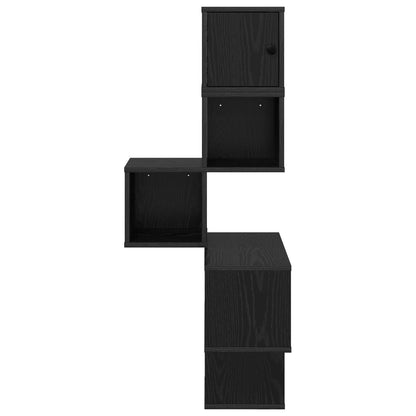 Wandhoekplank Zwart eiken 48 x 48 x 120 cm Bewerkt hout