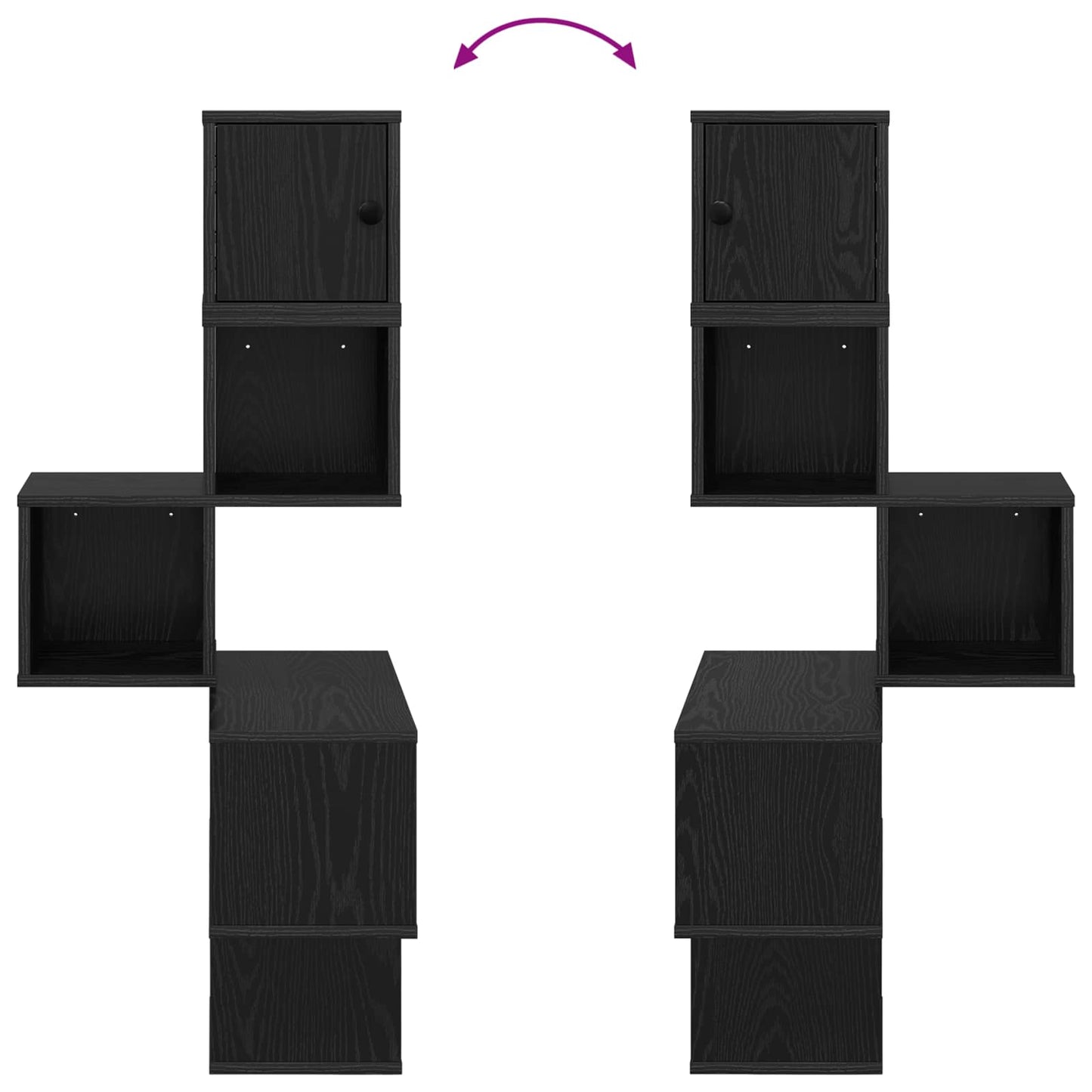 Wandhoekplank Zwart eiken 48 x 48 x 120 cm Bewerkt hout