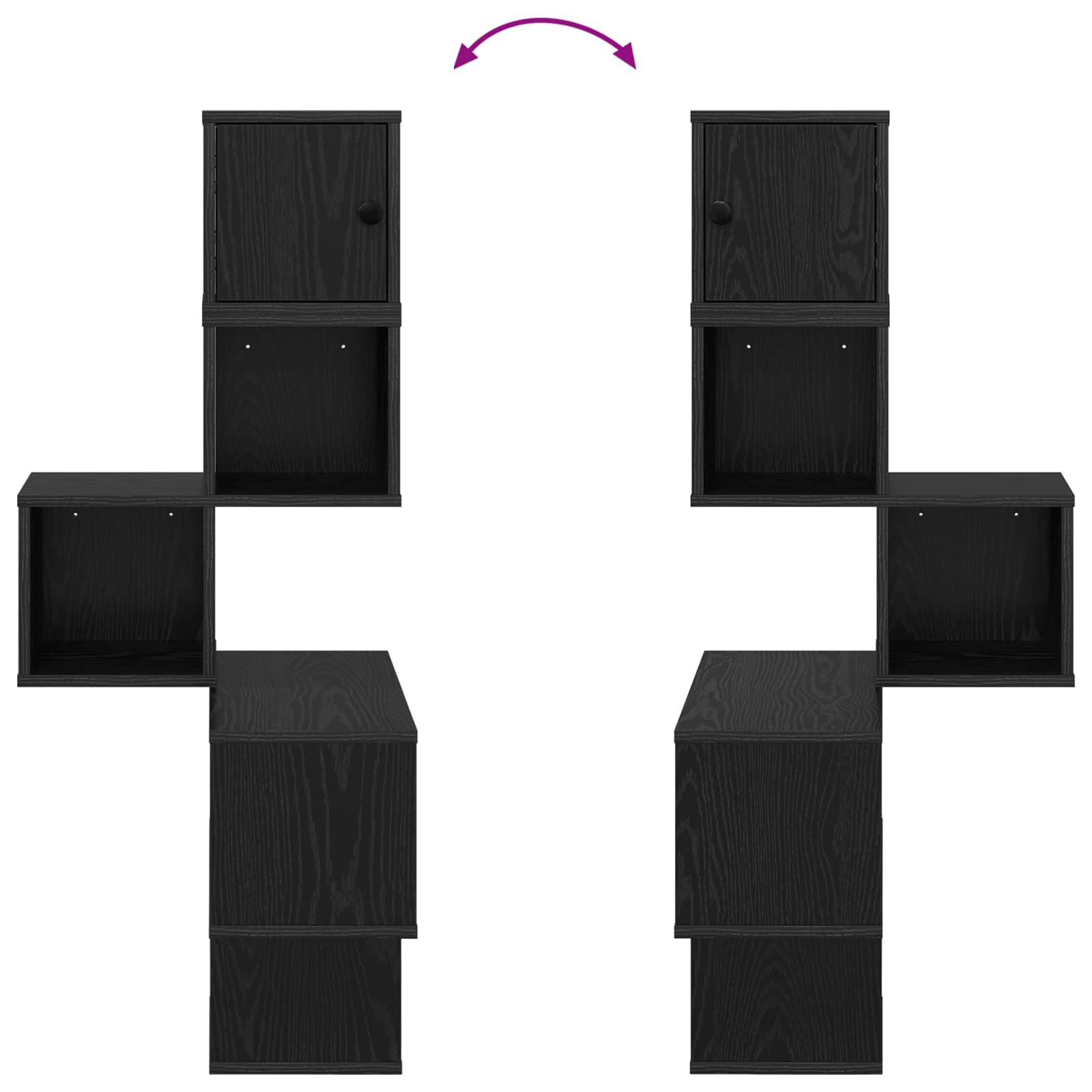 Wandhoekplank Zwart eiken 48 x 48 x 120 cm Bewerkt hout