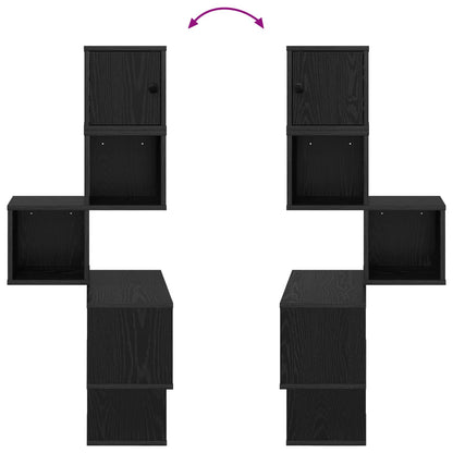 Wandhoekplank Zwart eiken 48 x 48 x 120 cm Bewerkt hout