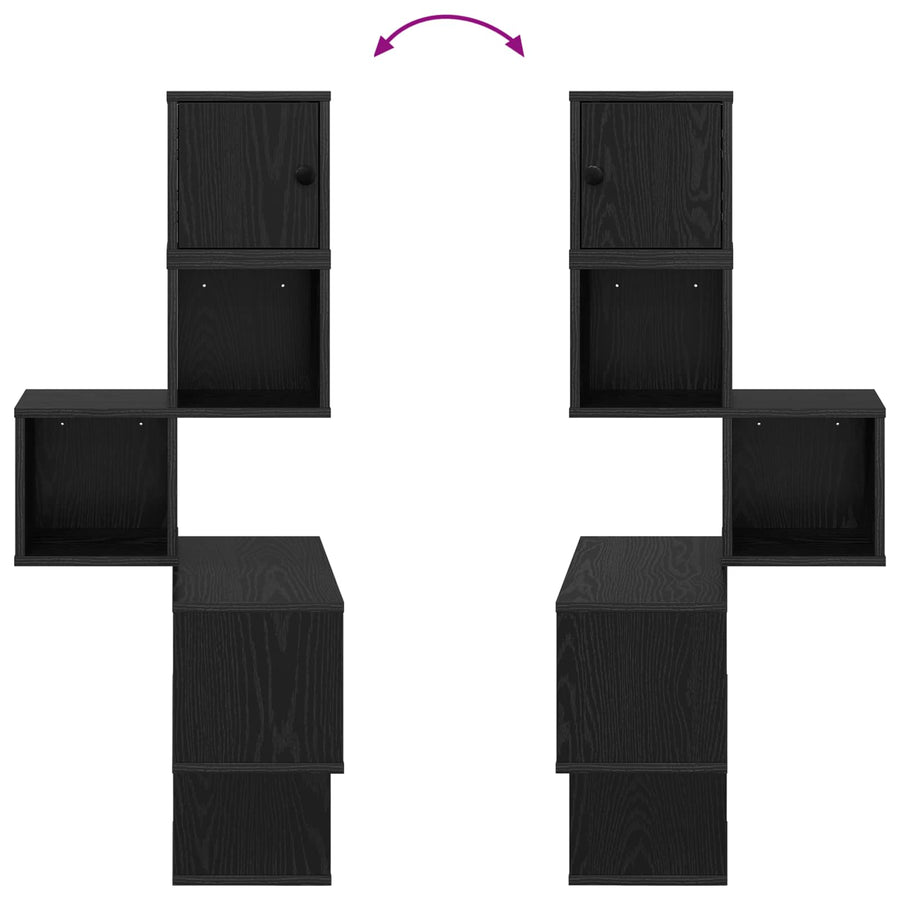 Wandhoekplank Zwart eiken 48 x 48 x 120 cm Bewerkt hout