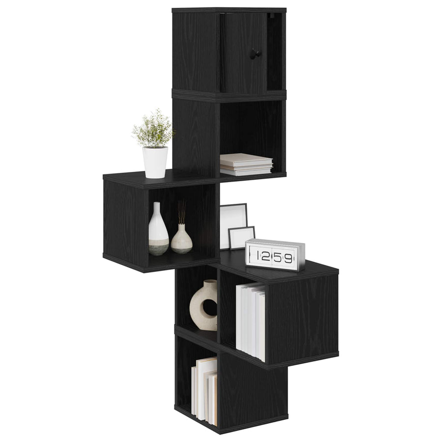 Wandhoekplank Zwart eiken 48 x 48 x 120 cm Bewerkt hout