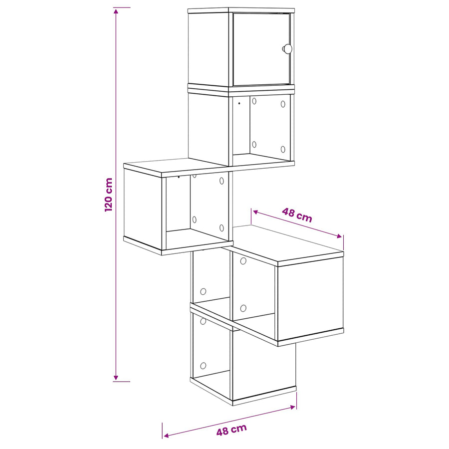 Wandhoekplank Zwart eiken 48 x 48 x 120 cm Bewerkt hout