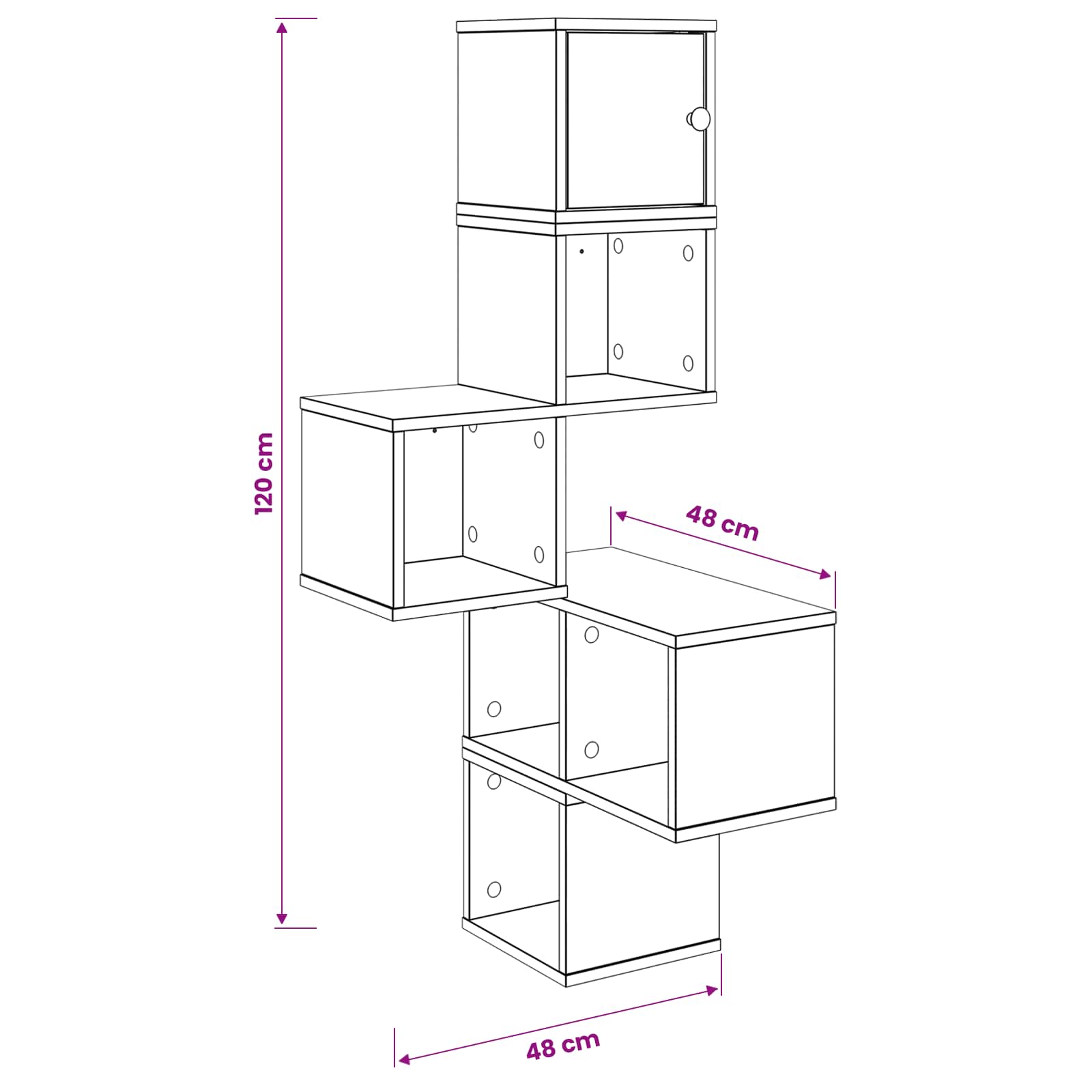 Wandhoekplank Sonoma Eiken 48 x 48 x 120 cm Bewerkt hout
