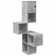 Wandhoekplank 48x48x120 cm betongrijs bewerkt hout