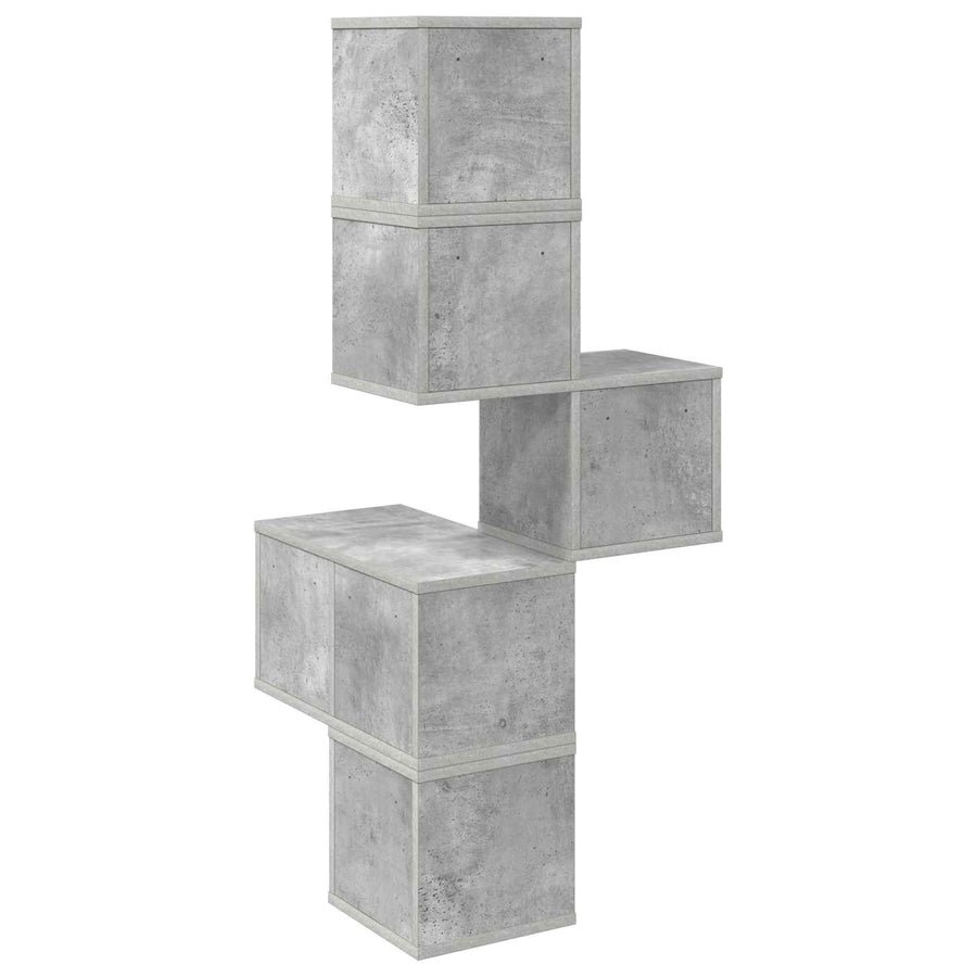 Wandhoekplank Betongrijs 48 x 48 x 120 cm Bewerkt hout