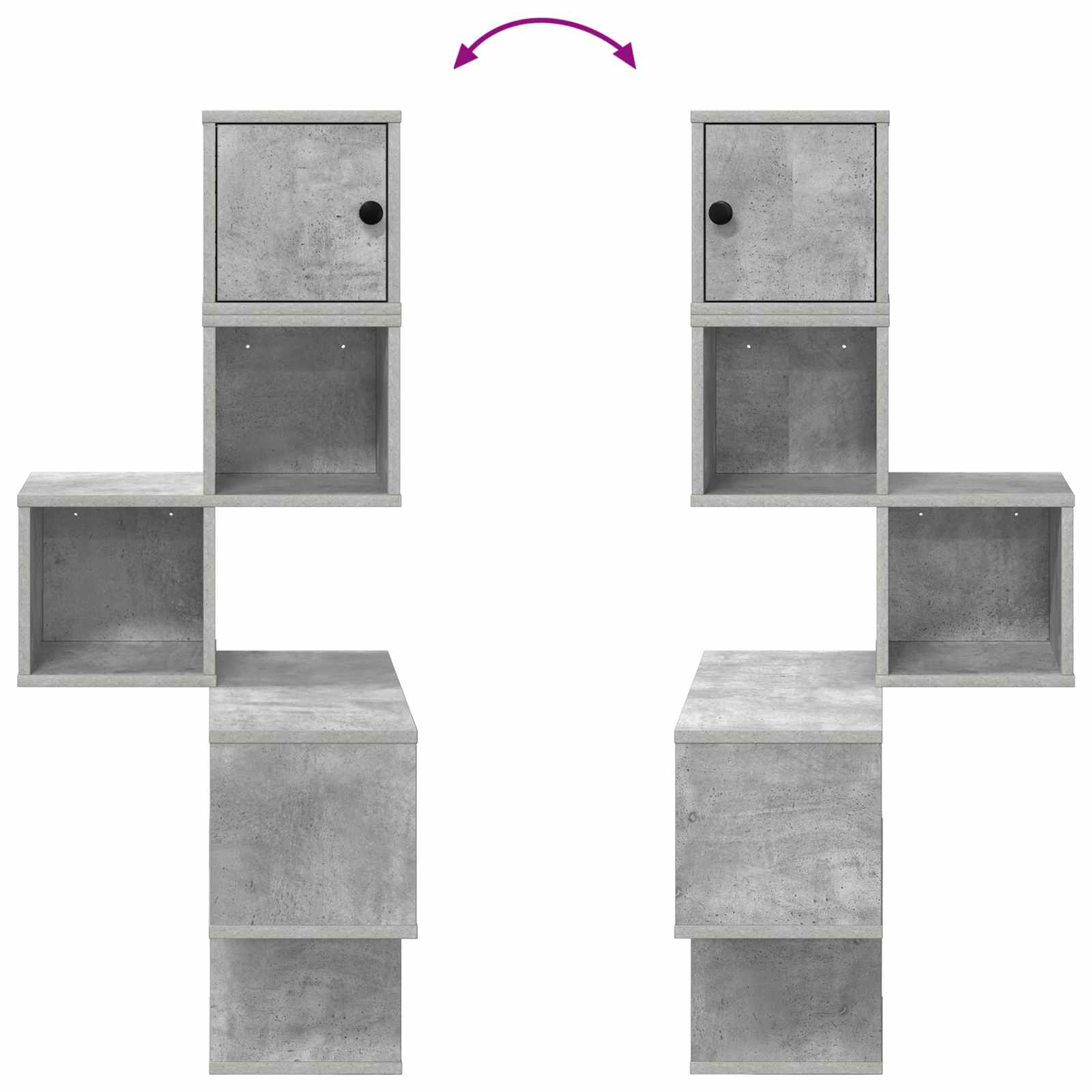 Wandhoekplank Betongrijs 48 x 48 x 120 cm Bewerkt hout