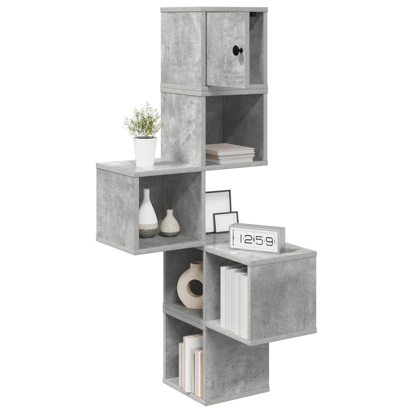 Wandhoekplank Betongrijs 48 x 48 x 120 cm Bewerkt hout