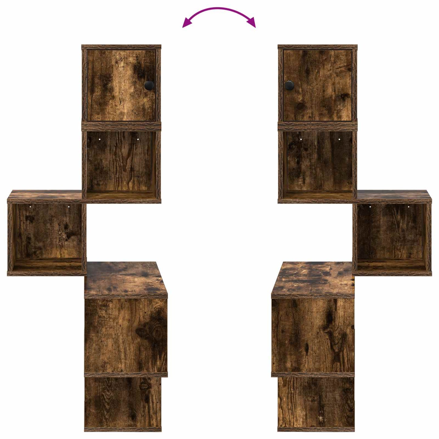 Wandhoekplank Gerookt eiken 48 x 48 x 120 cm Bewerkt hout