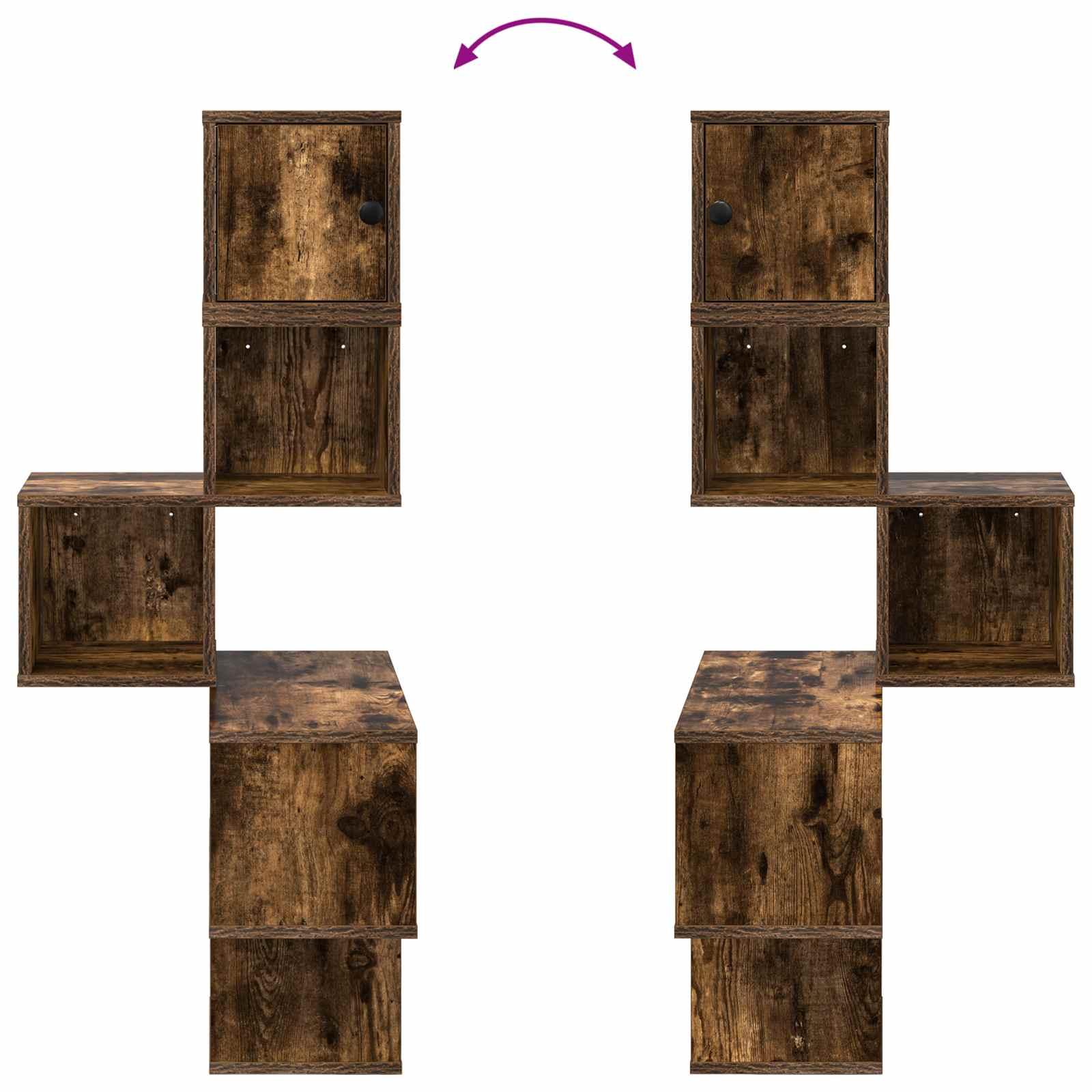 Wandhoekplank Gerookt eiken 48 x 48 x 120 cm Bewerkt hout