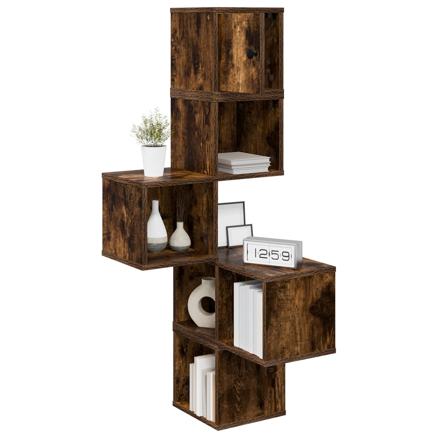 Wandhoekplank Gerookt eiken 48 x 48 x 120 cm Bewerkt hout