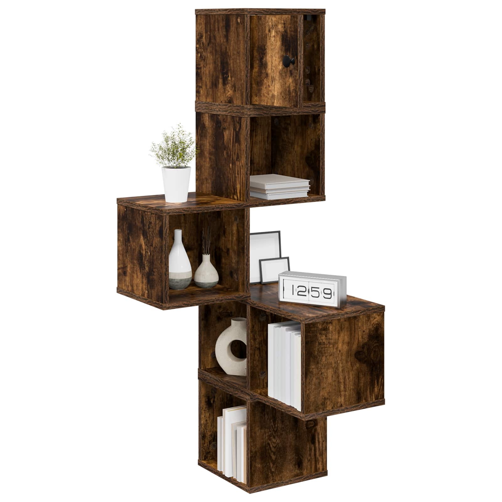 Wandhoekplank Gerookt eiken 48 x 48 x 120 cm Bewerkt hout