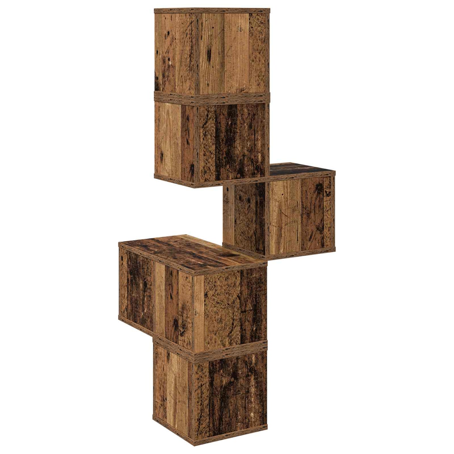 Wandhoekplank Oud hout 48 x 48 x 120 cm Bewerkt hout