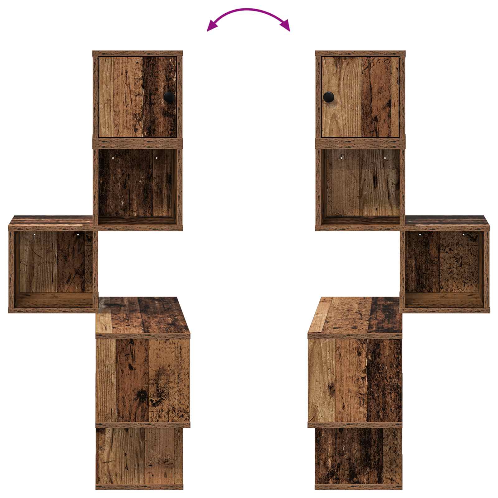 Wandhoekplank Oud hout 48 x 48 x 120 cm Bewerkt hout