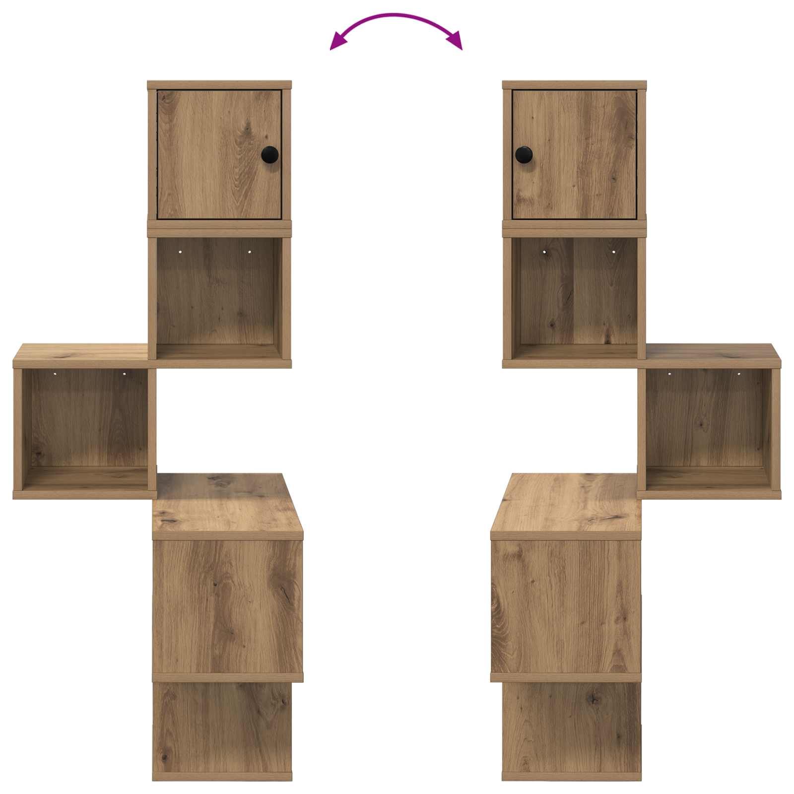 Wandhoekplank Artisanaal eiken 48 x 48 x 120 cm Bewerkt hout