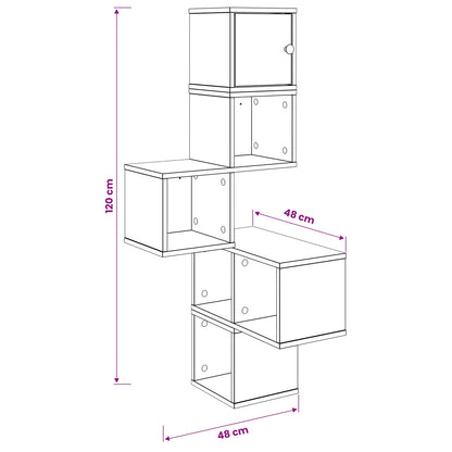 Wandhoekplank Artisanaal eiken 48 x 48 x 120 cm Bewerkt hout