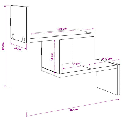 Wandplank Betongrijs 48 x 15 x 42 cm Bewerkt hout