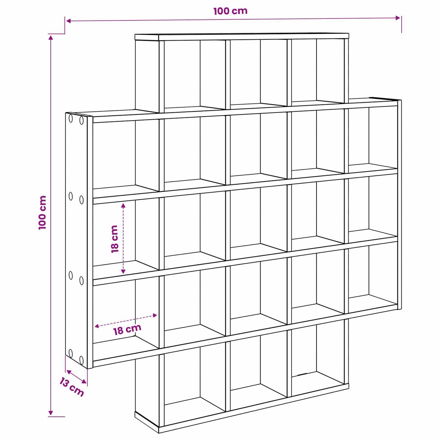 Wandplank Sonoma Eiken 100 x 13 x 100 cm Bewerkt hout