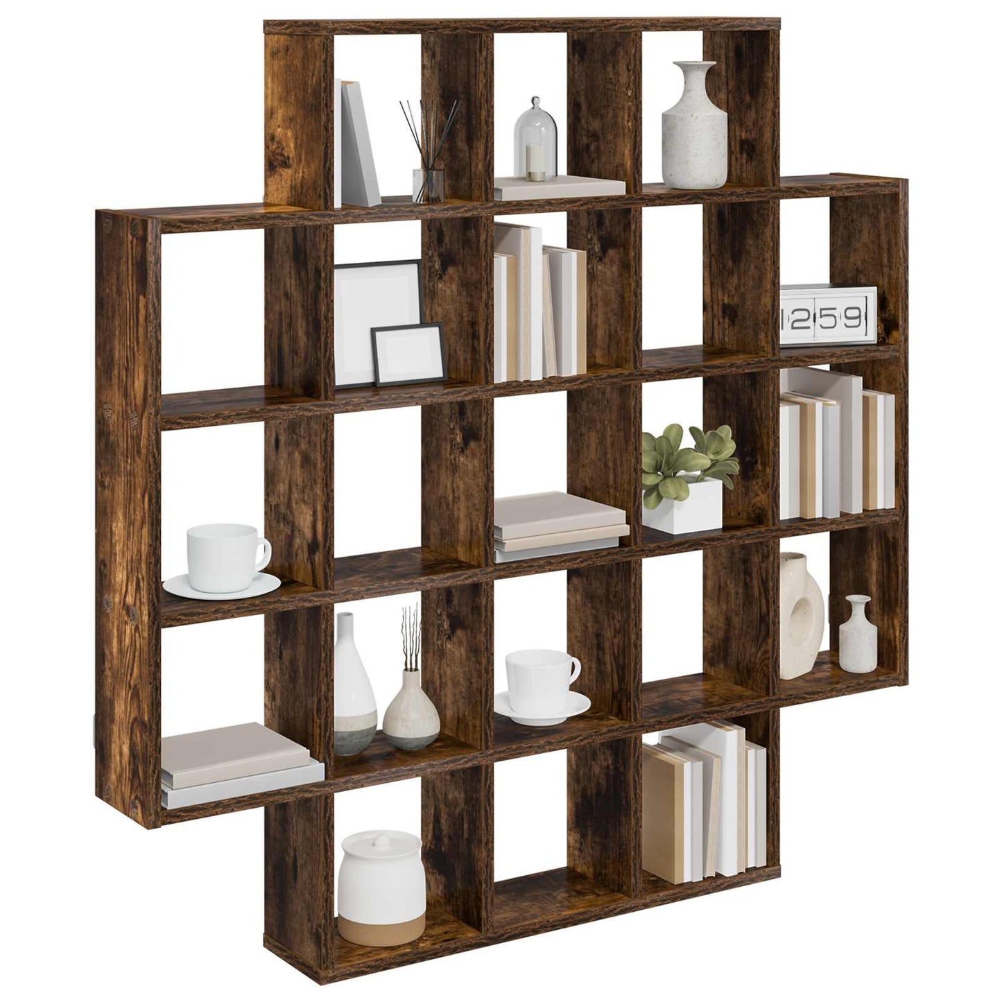Wandplank Gerookt eiken 100 x 13 x 100 cm Bewerkt hout