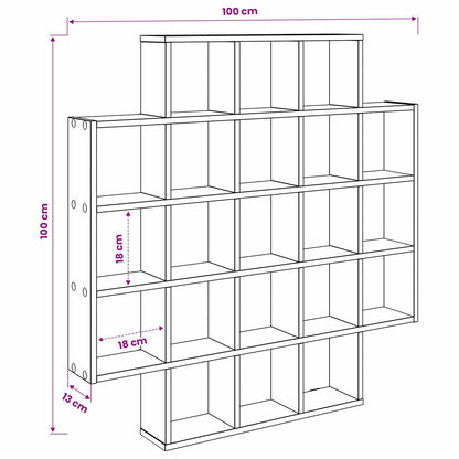 Wandplank Gerookt eiken 100 x 13 x 100 cm Bewerkt hout